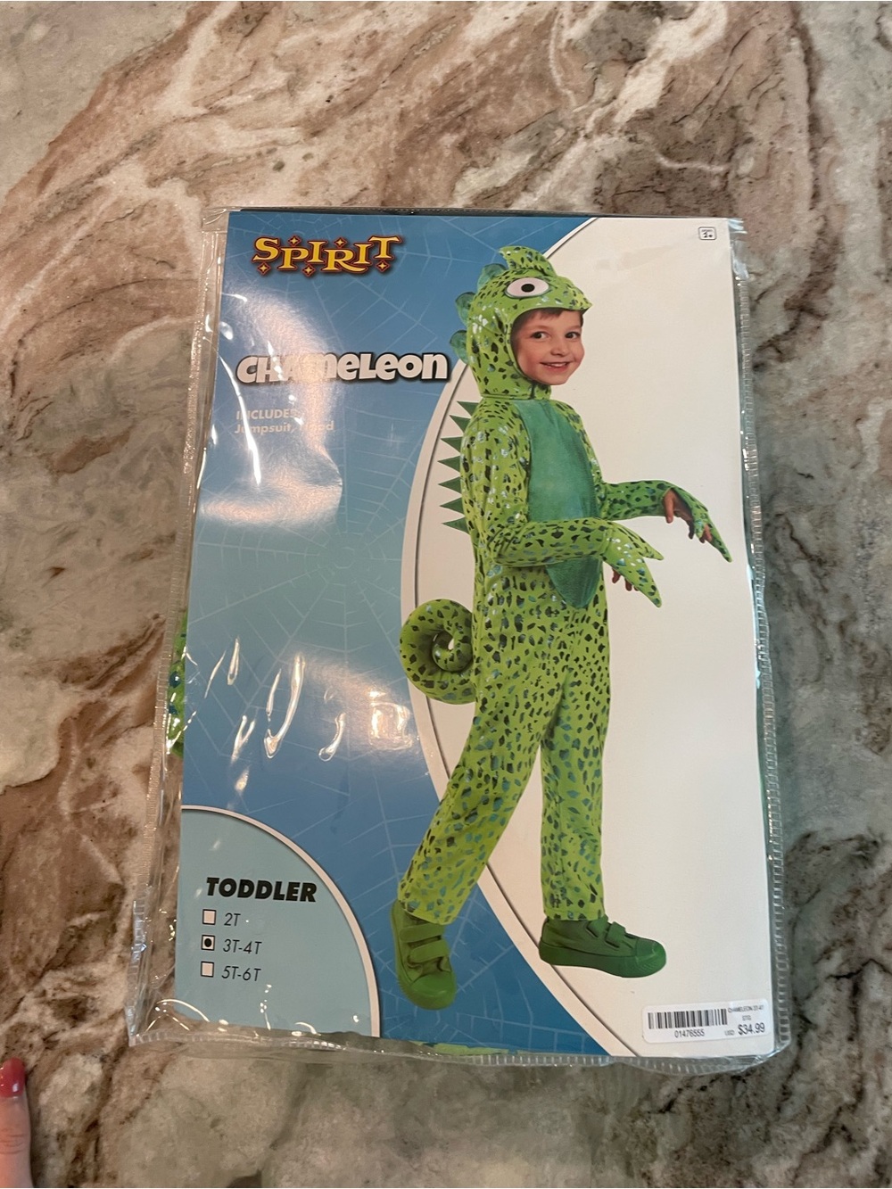 Spirit Halloween Kids Costume Chameleon 3T Lizard Jumpsuit New